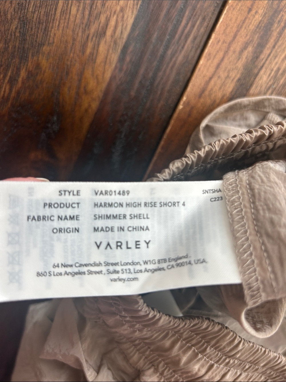 Varley Women's Athletic Shorts - Taupe with White Drawstring - Picture 4 of 6